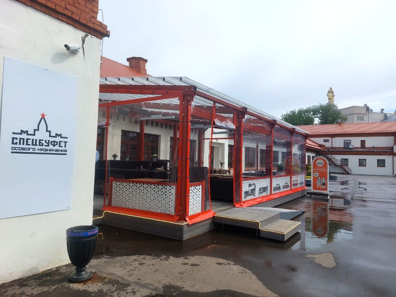 ПВХ шторы для летней террасы кафе в городе Фокино